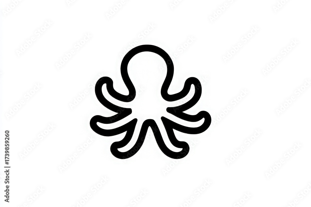 A simple drawing of an octopus features flowing tentacles and a rounded head. The design is minimalistic and uses bold lines against a plain background, showcasing the octopuss graceful form.