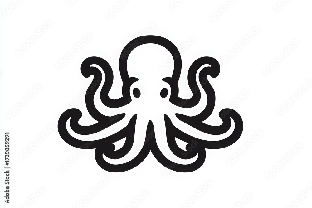 This artwork features a stylized octopus with distinct lines and shapes. The octopus displays its eight arms in a dynamic pose, emphasizing its playful nature.
