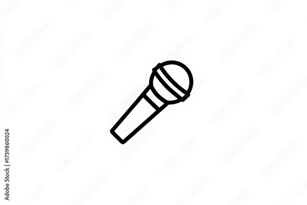 A black outline of a microphone is displayed on a plain white background. This design is suitable for music events, art projects, or graphic design needs.