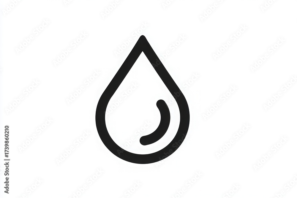 A clear black outline of a water droplet is centered on a white background. This minimalistic design can be used for various purposes, including branding and visual projects.
