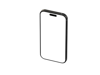 High-quality isometric mockup of a modern smartphone with a blank white screen. Perfect for app presentations, website designs, and technology concepts.