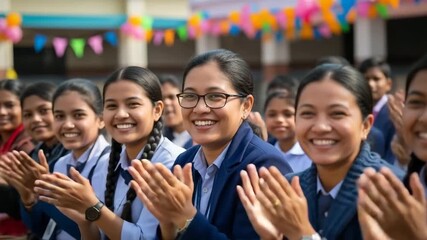 Teachers and students celebrate World Disabled Day with cheerful clapping and smiles in an Indian school setting