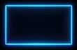 © Anindira - A bright, glowing neon blue rectangle frame, emanating light against a dark black background