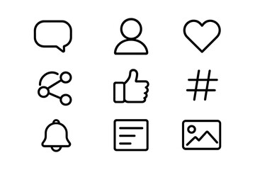 Minimalist social media icons set with modern linear style
