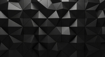  Abstract black geometric pattern, triangular shapes creating a textured surface, ideal for modern, minimalist design backgrounds or presentations