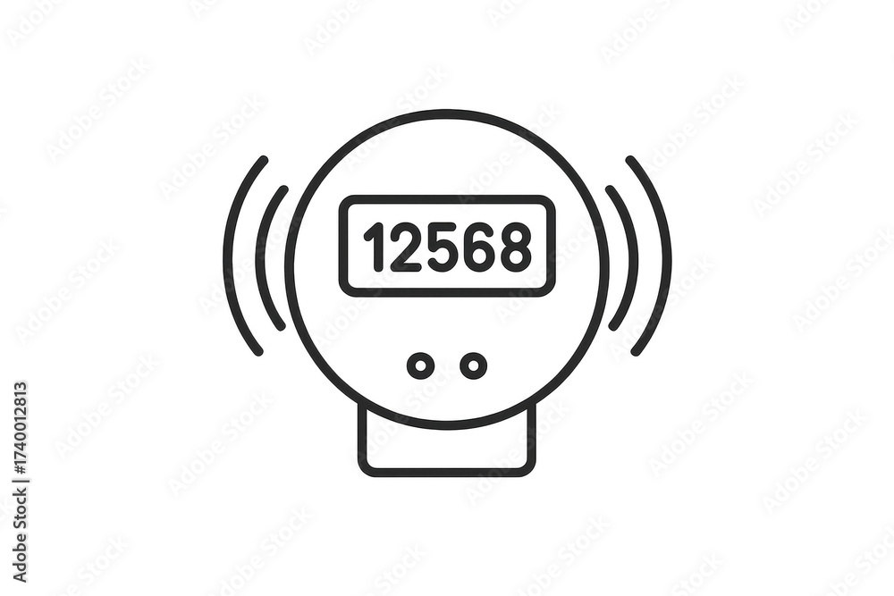 Wireless smart meter icon with digital display isolated on transparent ...