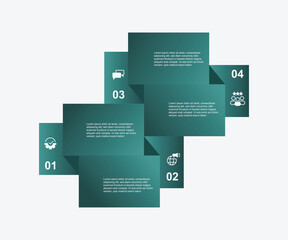 Wall Mural - Business infographic template vector with 4 step paper style and green colours.