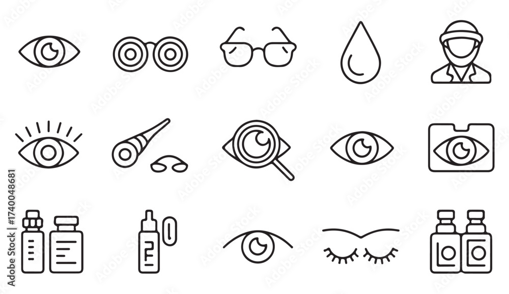 Vision Health Vector Outline vector illustration pack of vision and eyesight healthcare ...