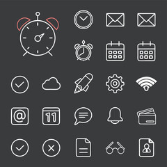 Outline icons set digital interface design