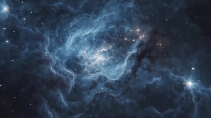 Wall Mural - Detailed view of a nebula with bright stars and swirling clouds of gas and dust.