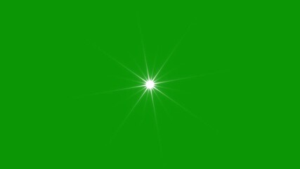 Wall Mural - sparkling star animation, Single shining white star, looped shimmering light effect, Twinkle star glitter sparkle, blinking light effect on transparent background, green screen background 4k video