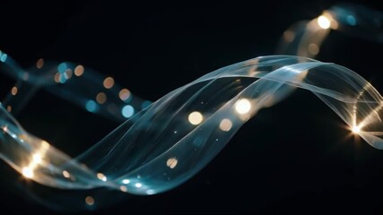 Wall Mural - Abstract image of a flowing, glowing, light-filled, wave-like structure on a dark background.