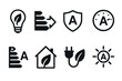 © David - Energy efficiency and green power icon set. Vector black symbols of eco-friendly consumption