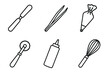 © David - Pastry and baking tools icon set. Vector line art symbols of kitchen and confectionery utensils