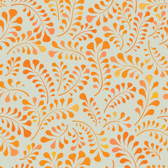 Wall Mural - Floral seamless pattern. Branch with leaves ornamental fall texture. Flourish nature autumn garden textured background