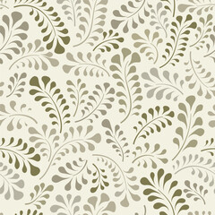 Wall Mural - Floral seamless pattern. Branch with leaves ornamental fall texture. Flourish nature autumn garden textured background