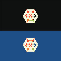 Hexagon network logo design showcases a connected, collaborative style with interconnected dots and lines, creating a visually appealing and versatile symbol for technology, science, or community
