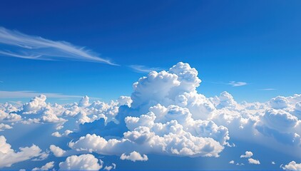 Wall Mural - Ethereal blue clouds drift across a vast, clear sky, creating a serene and peaceful atmosphere, blue, heavenly, abstract