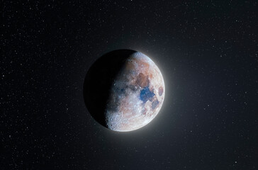 Wall Mural - Lunar Light, Cosmic Peace - Crescent Moon and Stars over Dark Sky