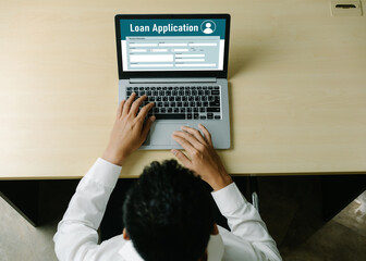 Wall Mural - Online loan application form for modish digital information collection on the internet network