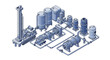 © Walidi - Isometric blueprint illustration of a processing plant and industrial equipment