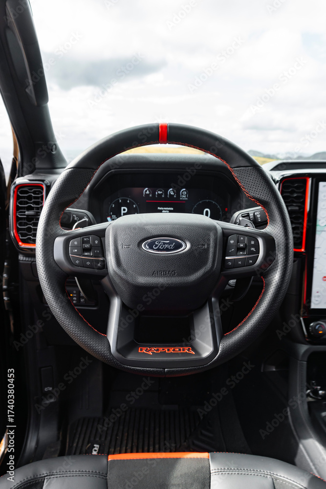 Ford Ranger Raptor sport steering wheel and digital dashboard, Off-road ...