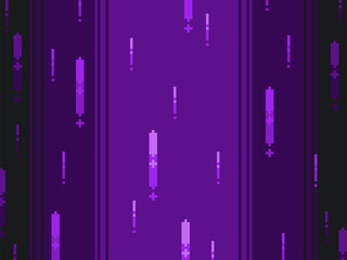 Wall Mural - Purple Gradient Light with Dense Speed Lines Dashing in Upward, Pixel Art Background