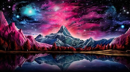 Wall Mural - Landscape sky reflection panoramic.