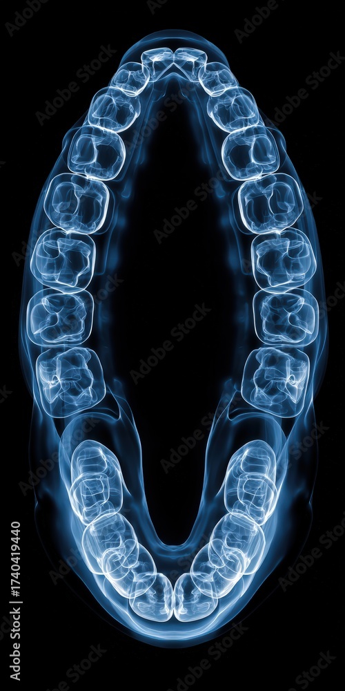 Ilustracja bez tantiem: Detailed digital dental X-ray image showcasing ...