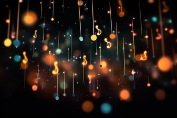 Canvas Print - Musical note shape pattern bokeh effect background backgrounds abstract confetti.