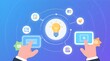 © Pragati - Design Thinking Process concept. Interacting with virtual icons of