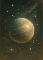 Canvas Print - Celestial planet in starry cosmos.