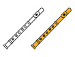 © Crazy Monday Studio - Simple vector illustration of a recorder flute or wind instrument, shown with a full outline drawing and a colored version, ideal for music education, children's coloring pages.