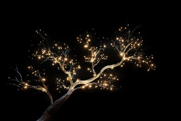 Canvas Print - Tree twig sparkle light glitter fireworks lighting outdoors.