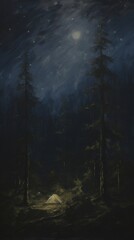 Wall Mural - Camping outdoors nature night.