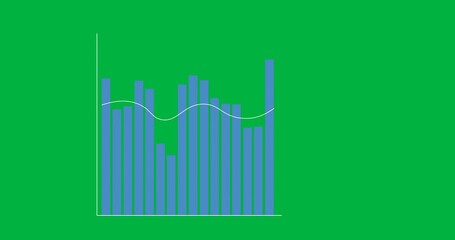 Wall Mural - Animation of financial data and blue statistics processing over transparent background
