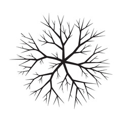 Vector art of black tree branches fractal pattern silhouette art design