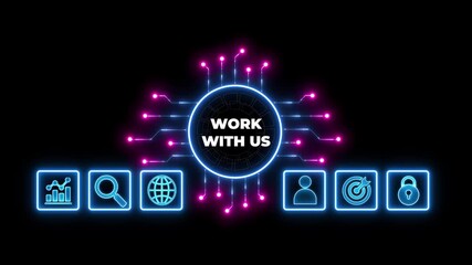 Internet, business, Technology and network concept. WORK WITH US.