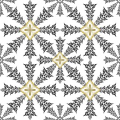  The Timeless Elegance of Monochrome Tapestry: A Luxurious and Intricately Patterned Black and White Artwork.