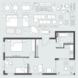 © silanti - Furniture set and furnished apartment plan.