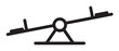 © Mr. Stocker - Black outline of a simple seesaw or teeter-totter with balanced seats on either side. minimalist design for playground and childhood concepts.