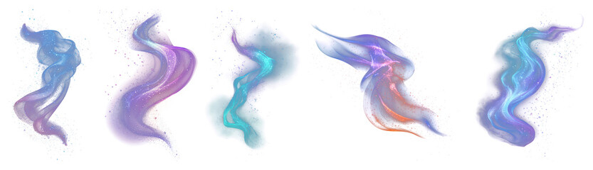 Wall Mural - PNG Colorful abstract smoke designs, element set on transparent background