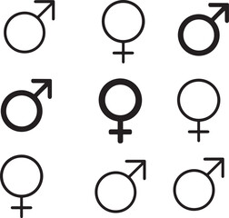 Gender icon set, male and female icons, men and women gender symbols, gender sign vector, gender icon collection, minimal gender icon design, isolated gender icon set