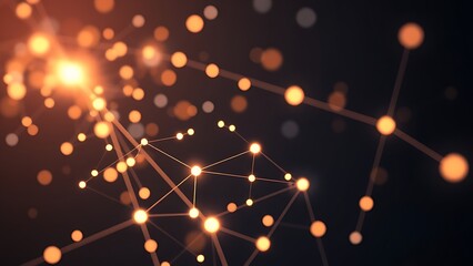 An abstract network of glowing nodes and connections, creating a futuristic visual effect.