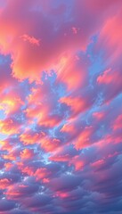 Wall Mural - Pastel sunset sky texture, soft hues of pink, orange, and purple blend seamlessly. Ideal for backgrounds and design, photography, evening