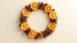 © Nayan - Orange slice wreath christmas holiday decoration pine cone festive seasonal winter adornment design craft on transparent background