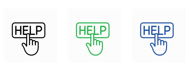 Click to Help – Every Click Makes a Difference. Vector illustration of a hand pressing a help button symbolizing kindness and support.