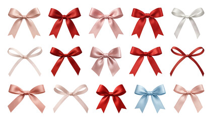 Wall Mural - PNG Colorful satin bows collection, element set on transparent background