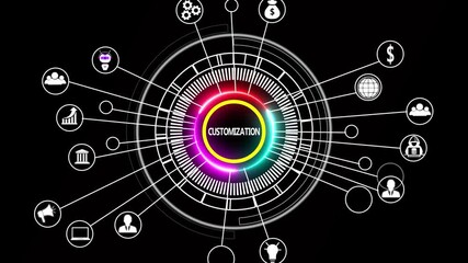 Business, technology, internet and network concept. Virtual screen of the future and sees the inscription: Customization grid and map background