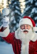 © siripimon2525 - Jolly Santa Claus Enjoying Snowball Fight in Winter Wonderland Setting